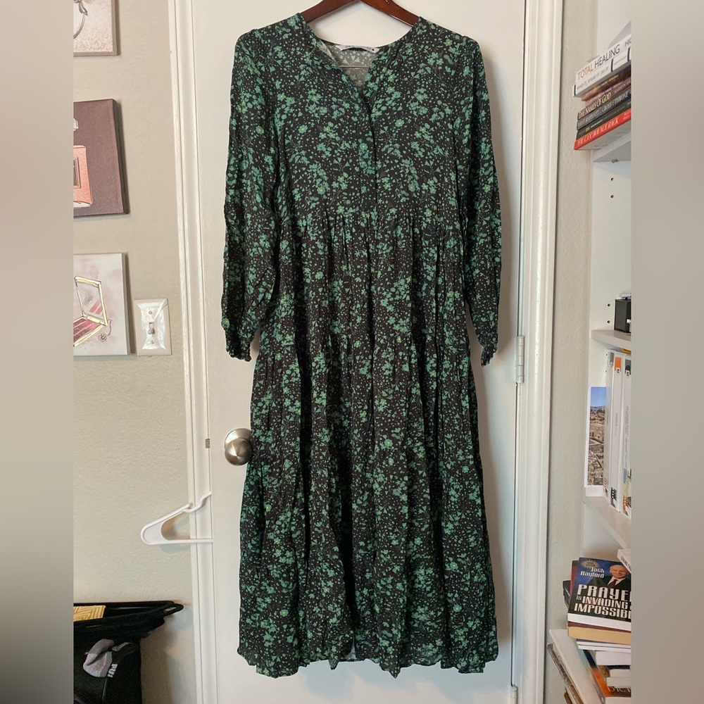 Zara long dress, full sleeve, pre- owned, light weight, size XS but runs big